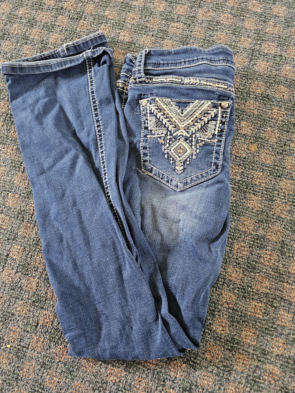Grace in LA Blue Bootcut Jeans with Embroidered Back Pocket